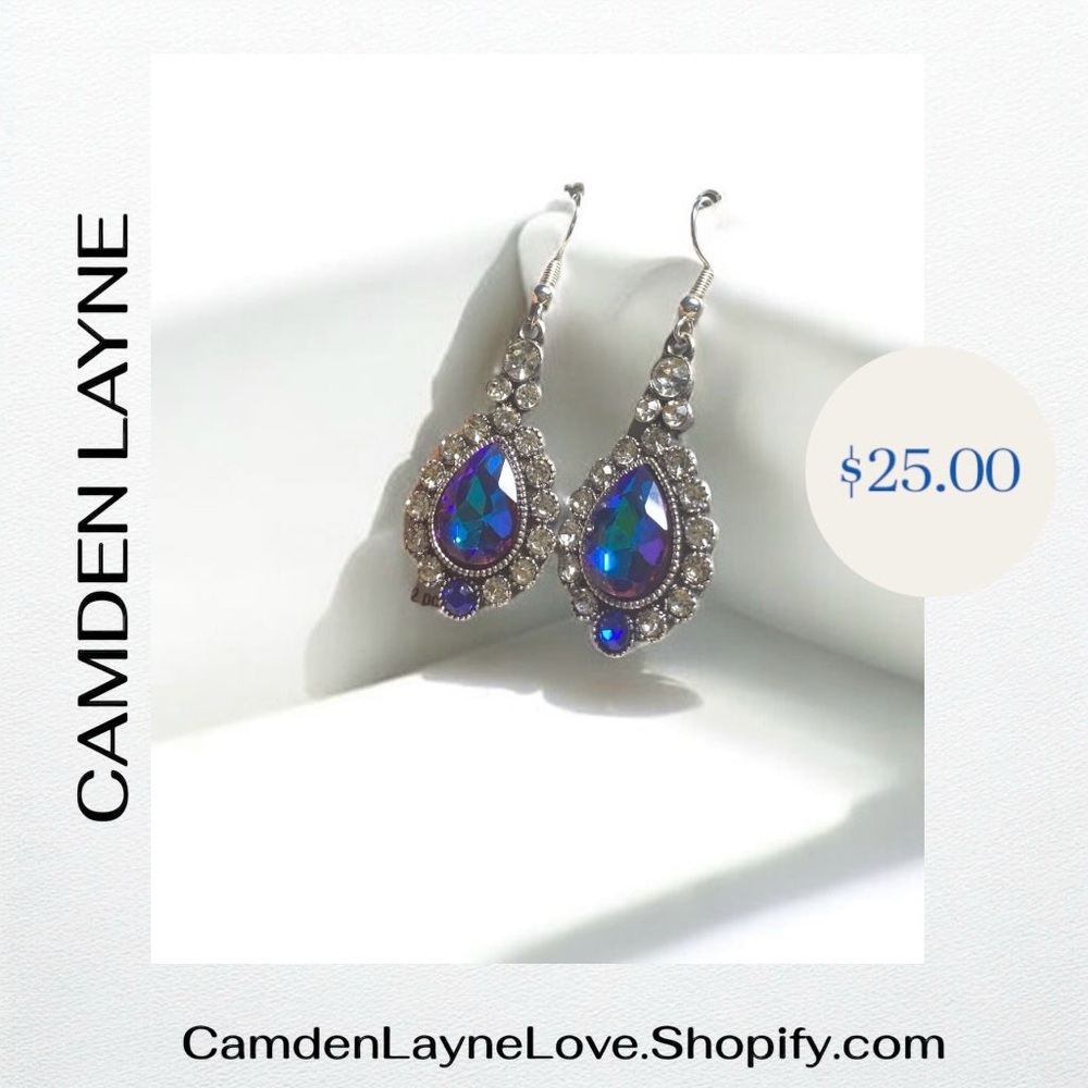 Camden Layne Blue and Silver Teardrop Earrings